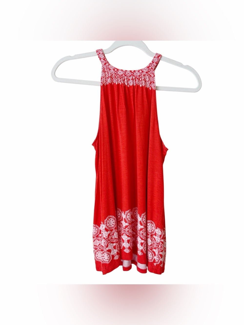 LOFT | Halter Neck Sleeveless Blouse Top Boho Print Orange White XSP Petite